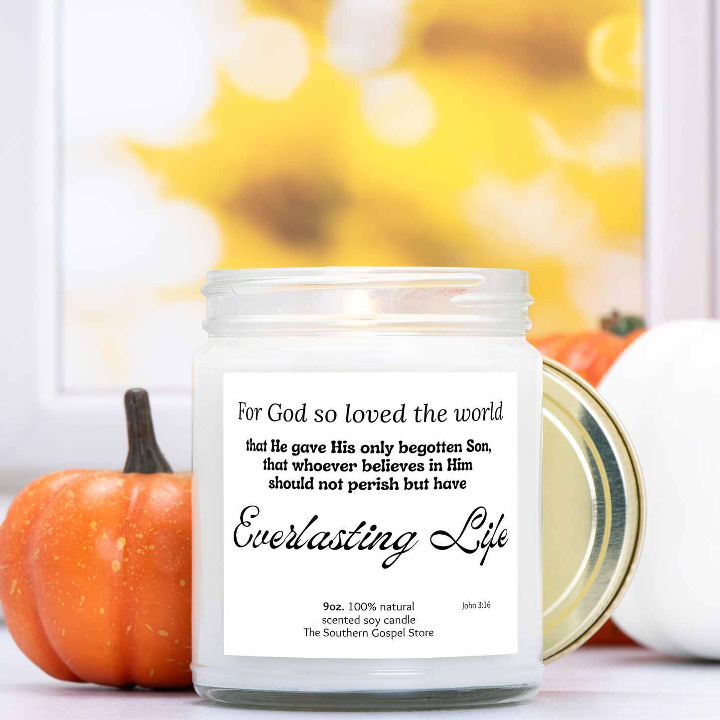 For God So Loved The World - John 3:16 Candle Clear Jar 9oz