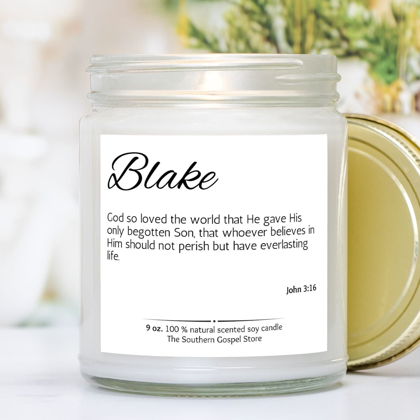 Custom Name & Verse Candle Clear Jar 9oz