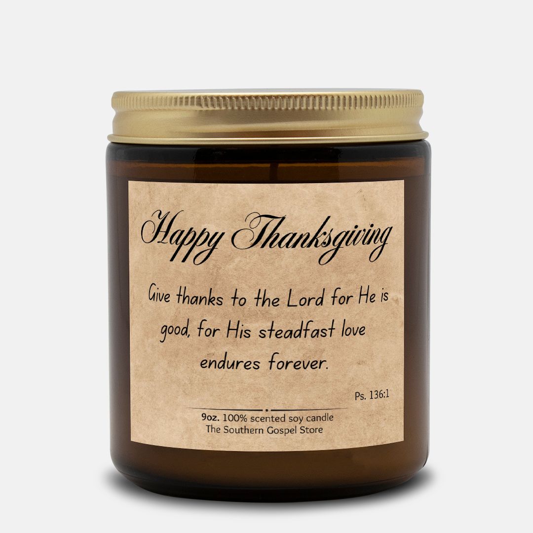 Give Thanks To The Lord Thanksgiving Candle Amber Jar 9oz