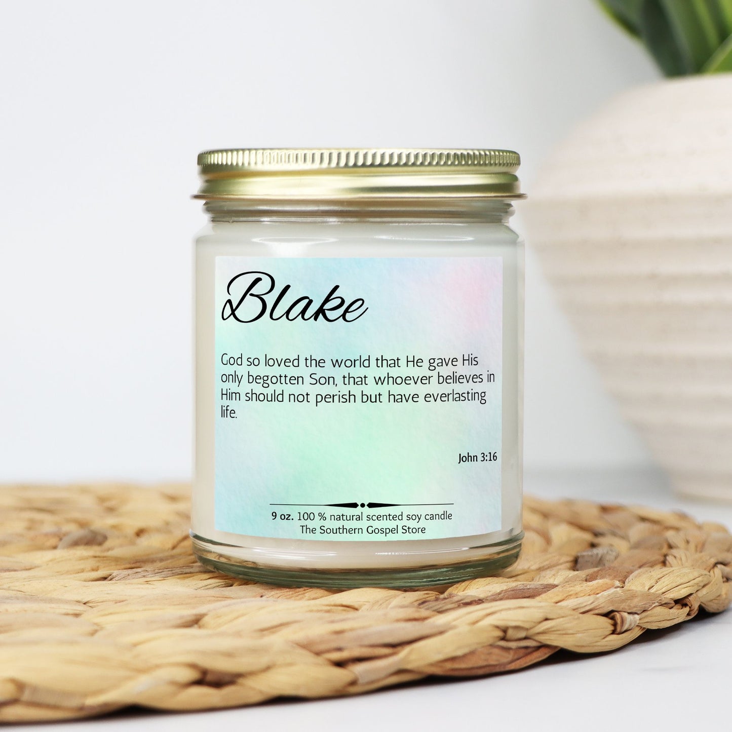 Custom Name & Verse Candle Clear Jar-9oz