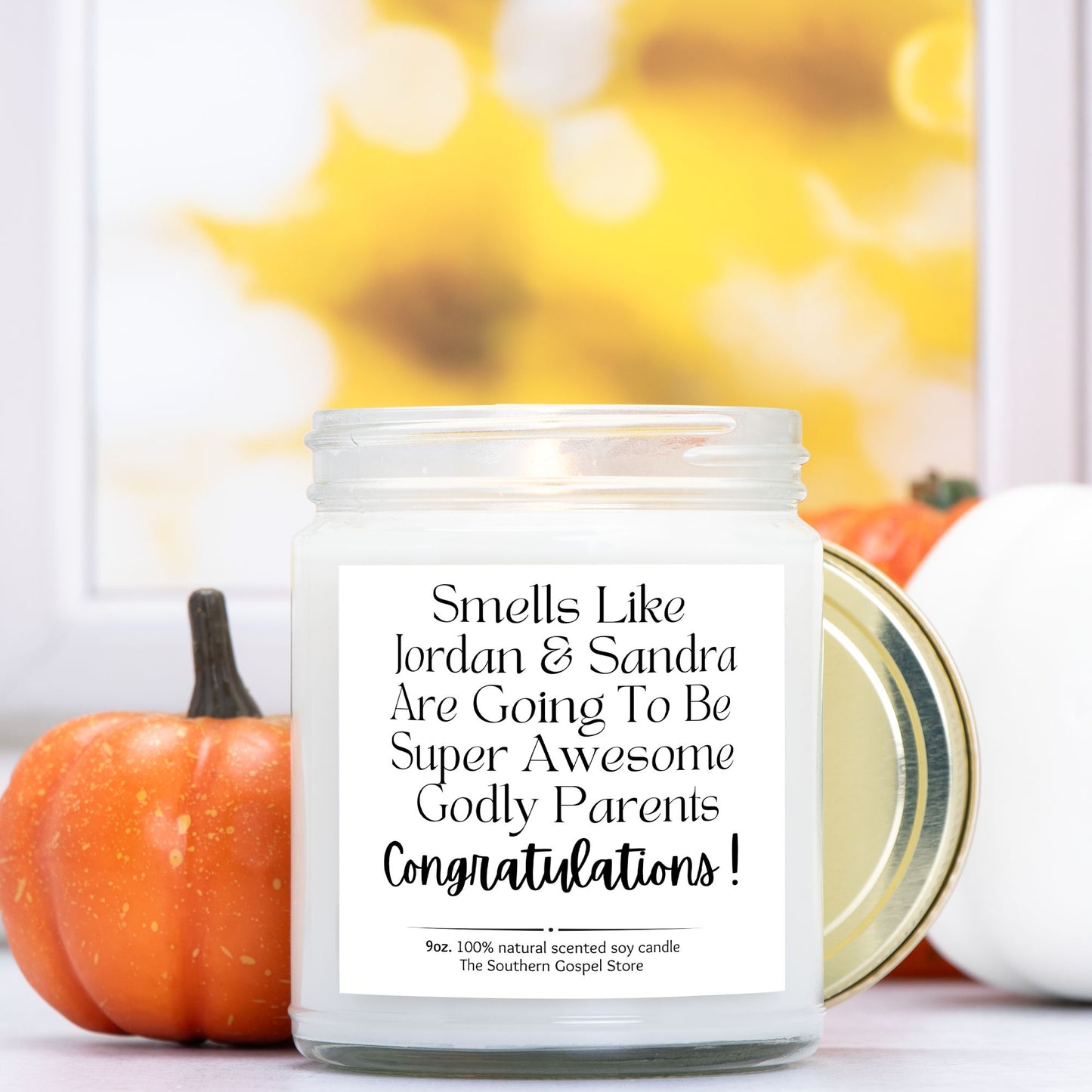 Personalized New Godly Parents Candle Clear Jar 9oz