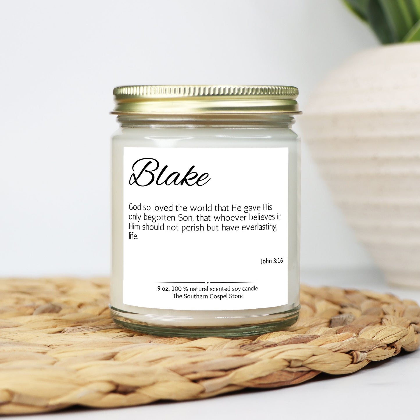 Custom Name & Verse Candle Clear Jar 9oz