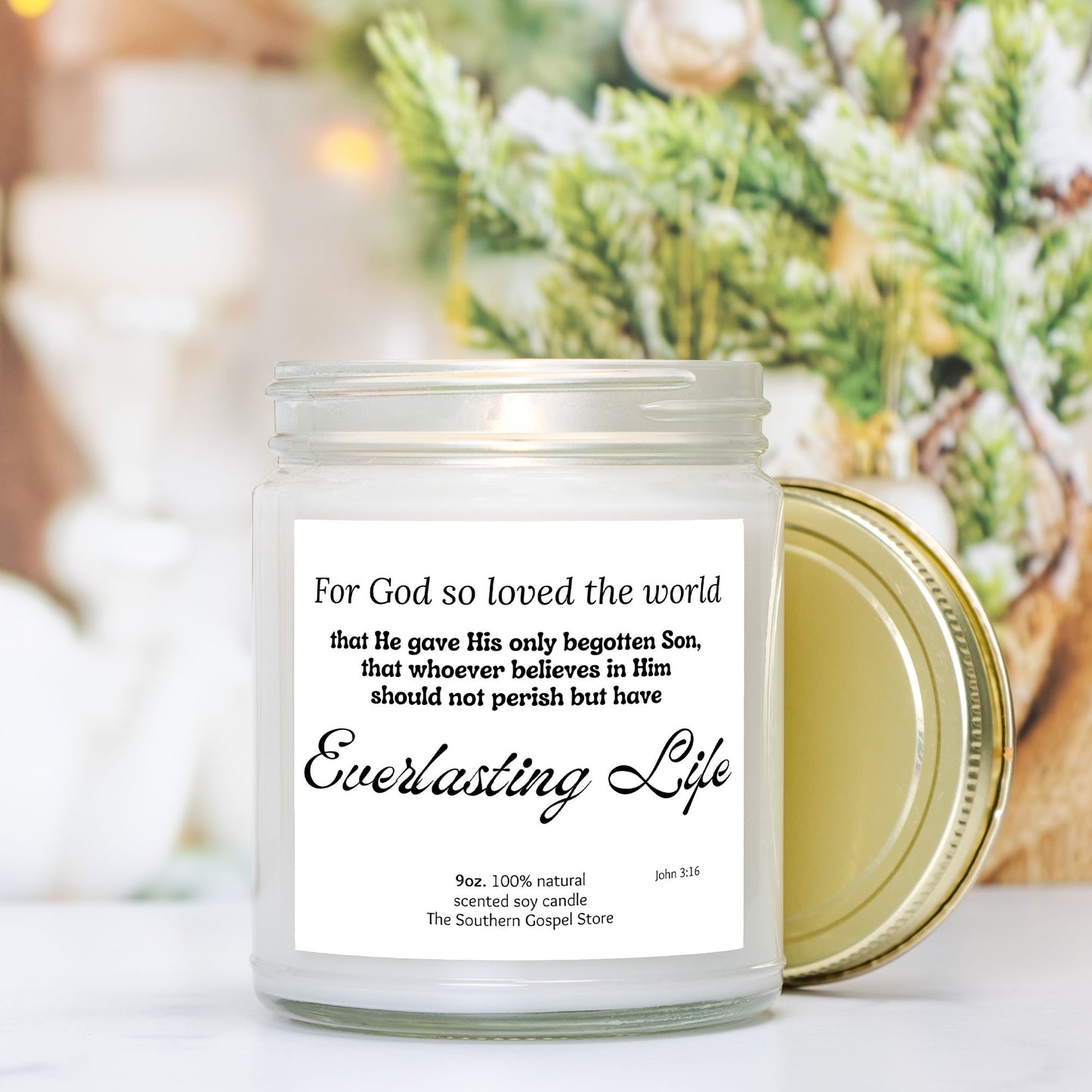 For God So Loved The World - John 3:16 Candle Clear Jar 9oz