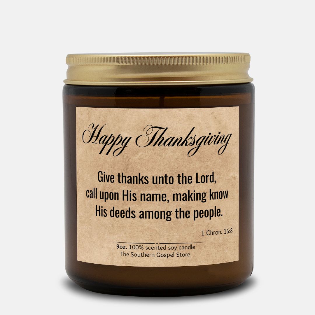 Give Thanks Unto The Lord Thanksgiving Candle Amber Jar 9oz