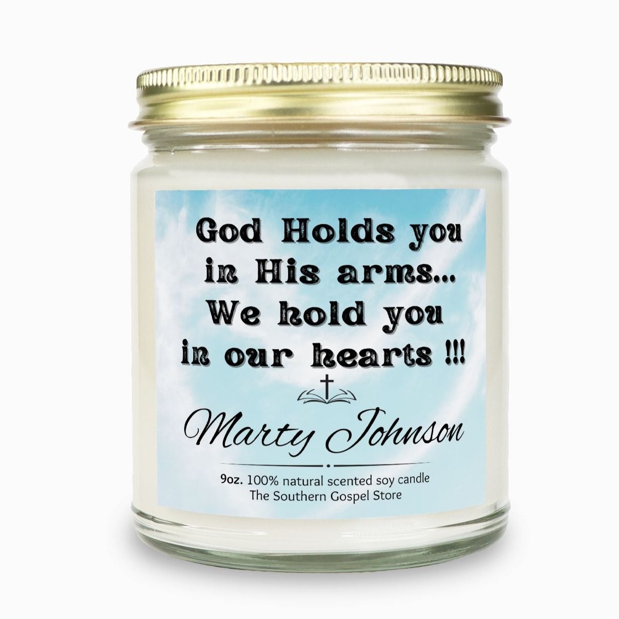 Personalize God Holds You In His Arms Candle Clear Jar - 9oz