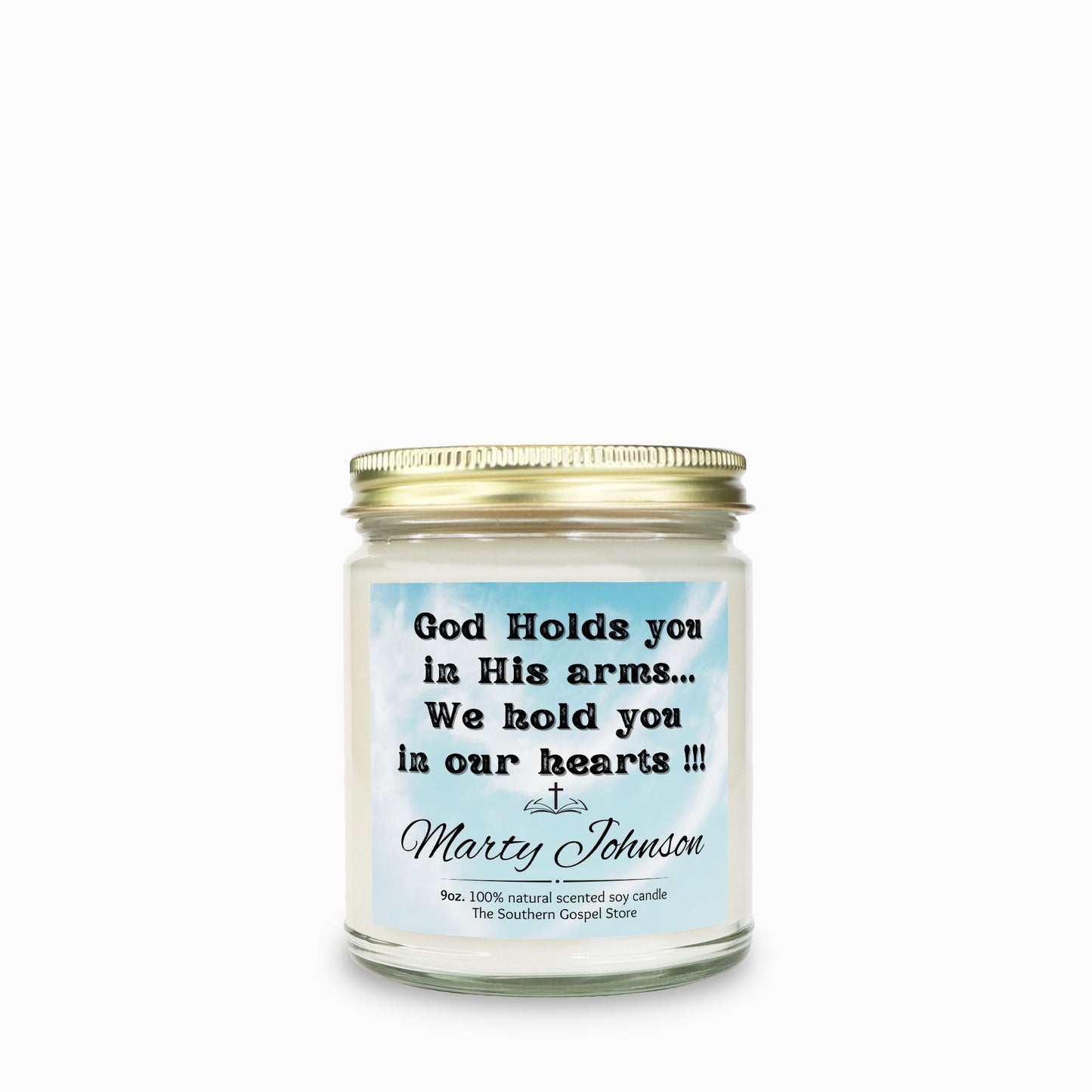 Personalize God Holds You In His Arms Candle Clear Jar - 9oz