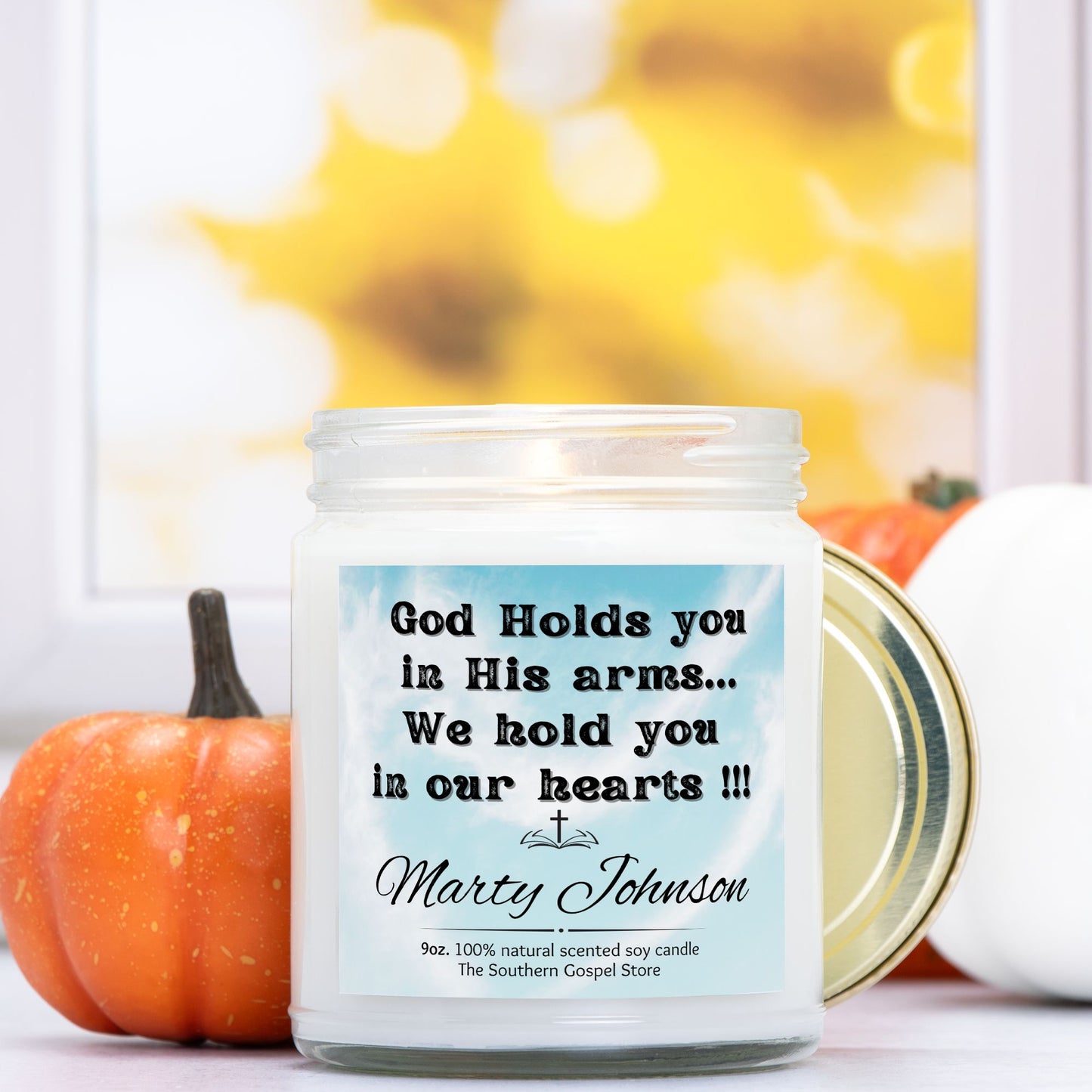 Personalize God Holds You In His Arms Candle Clear Jar - 9oz