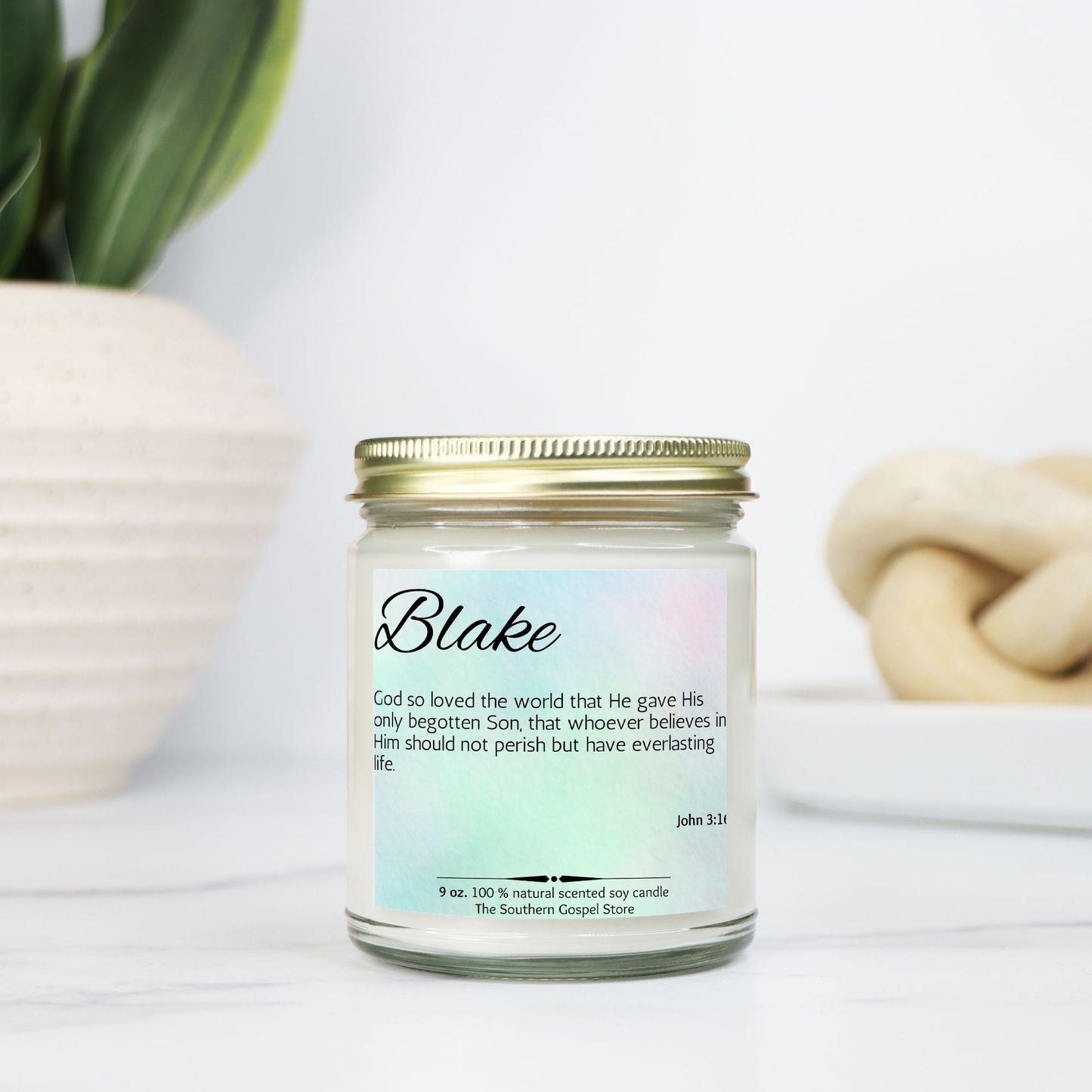 Custom Name & Verse Candle Clear Jar-9oz