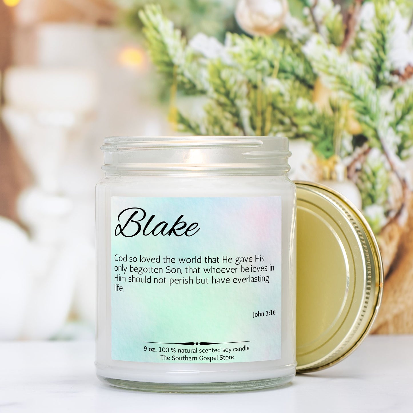 Custom Name & Verse Candle Clear Jar-9oz