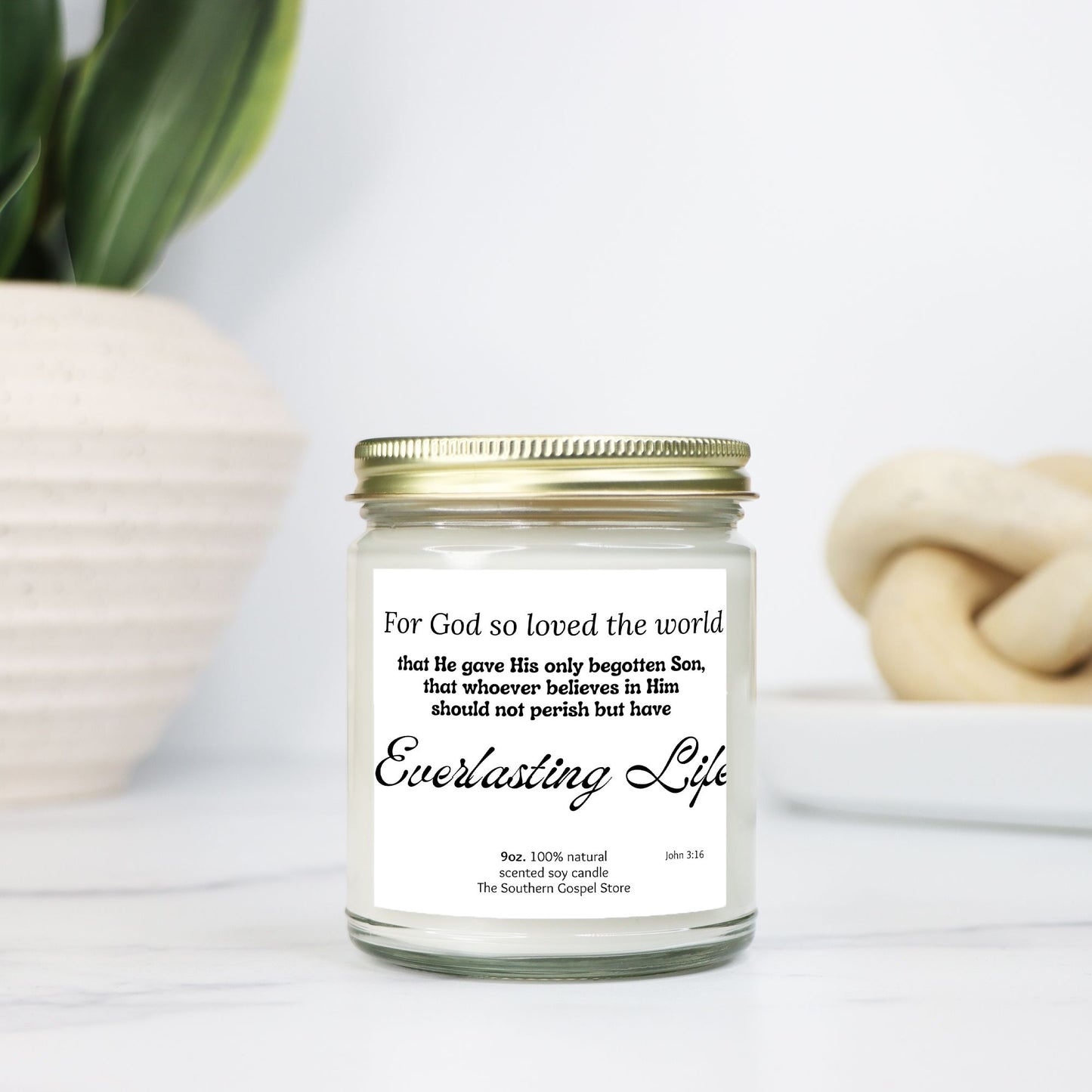 For God So Loved The World - John 3:16 Candle Clear Jar 9oz