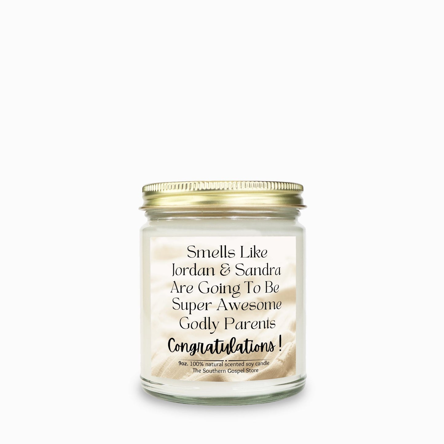 Personalized New Godly Parents Candle Clear Jar - 9oz