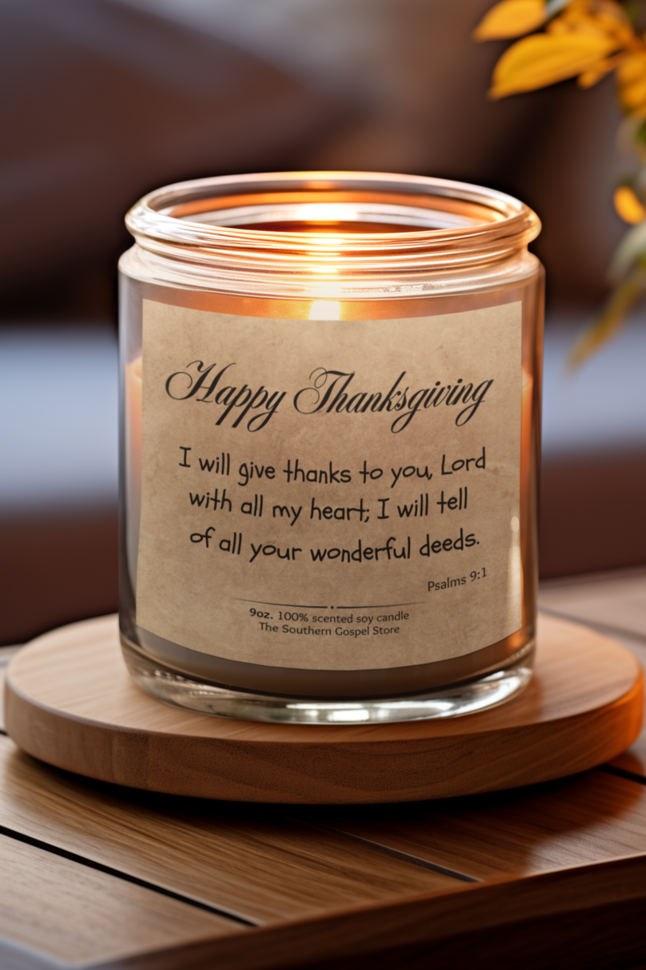 I Will Give Thanks To You Thanksgiving Candle Amber Jar 9oz