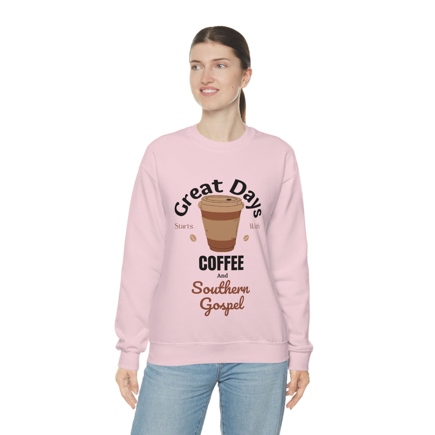 Great Days Start With Coffee and Southern Gospel Unisex Heavy Blend™ Crewneck Sweatshirt