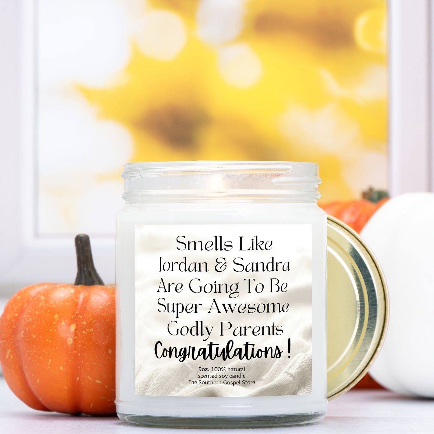 Personalized New Godly Parents Candle Clear Jar - 9oz