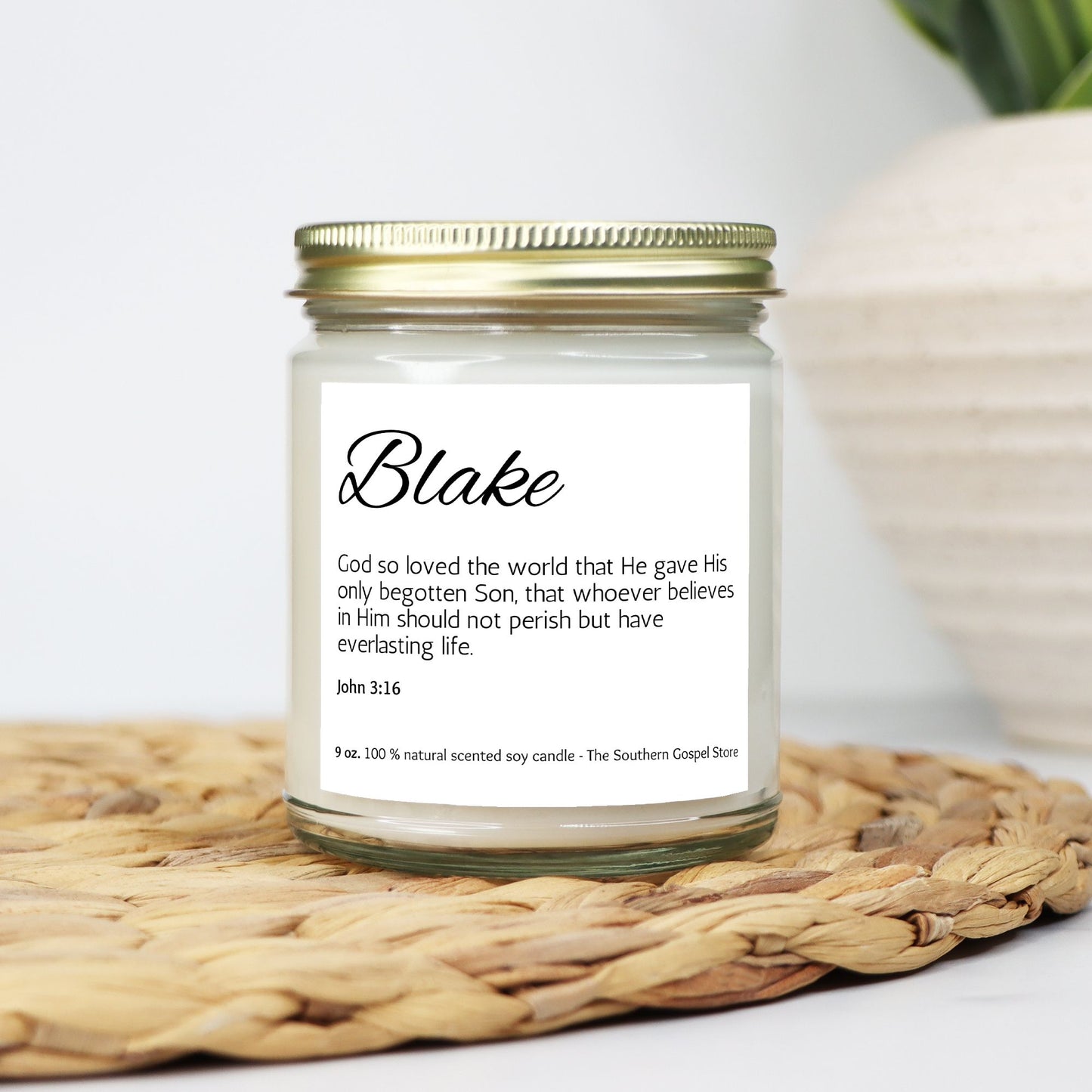 Custom Name & Verse Candle Clear Jar 9oz