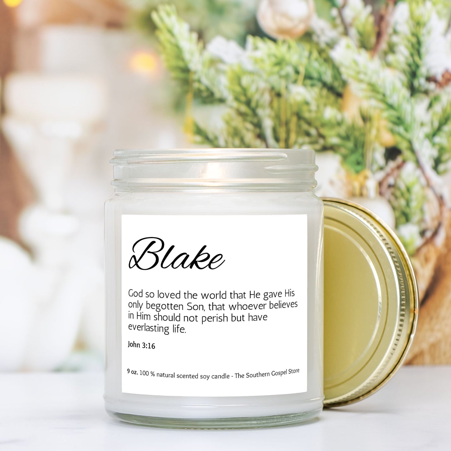 Custom Name & Verse Candle Clear Jar 9oz