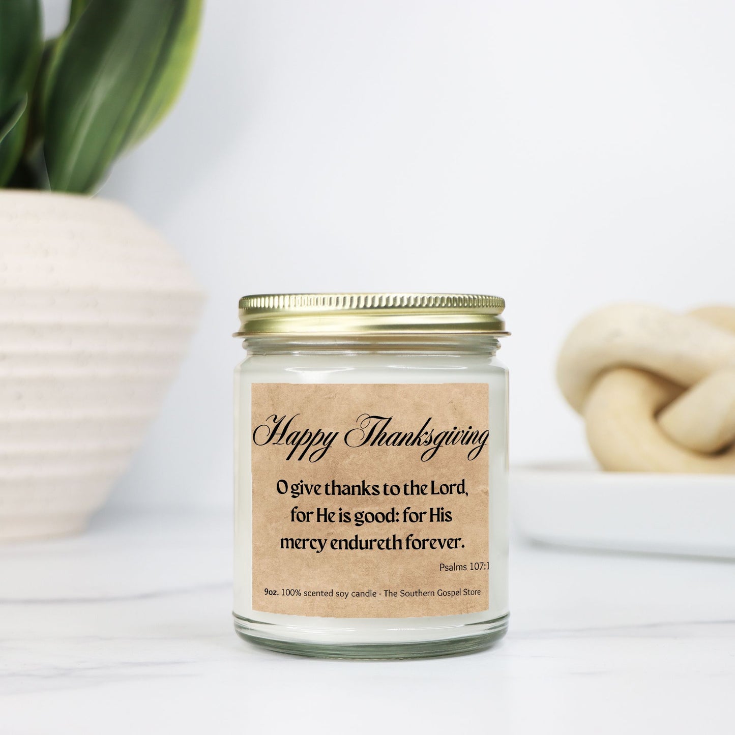 Give Thanks To The Lord Thanksgiving Candle Clear Jar 9oz