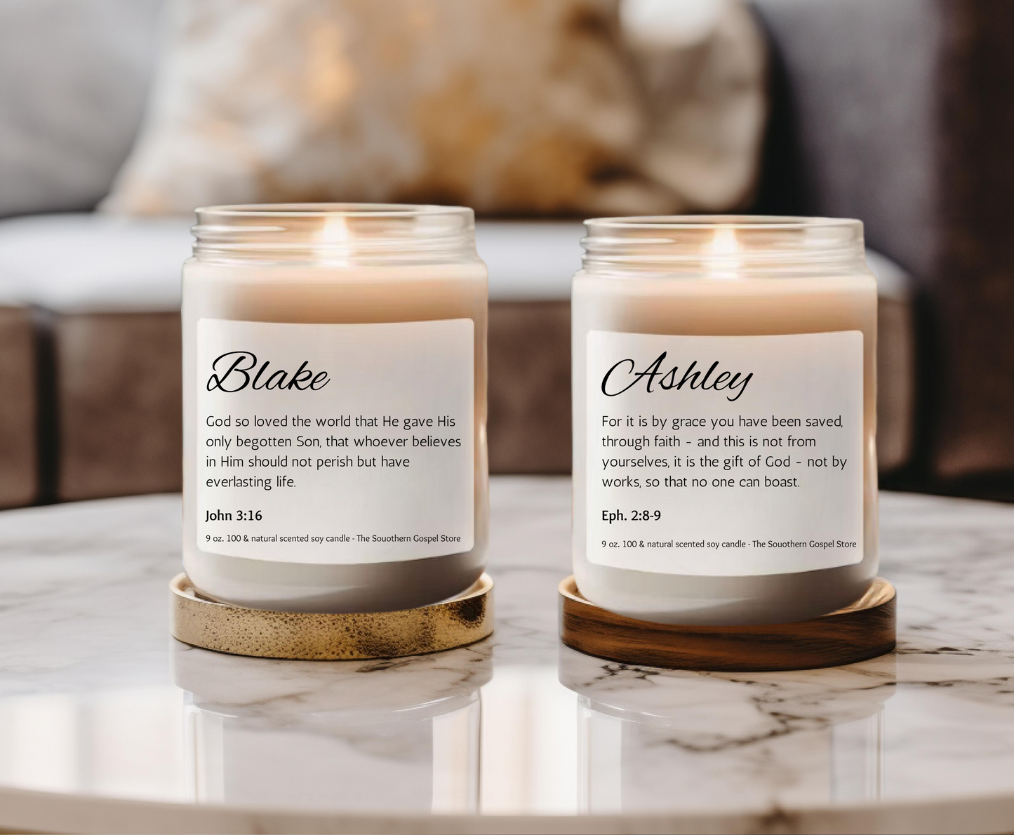 Custom Name & Verse Candle Clear Jar 9oz