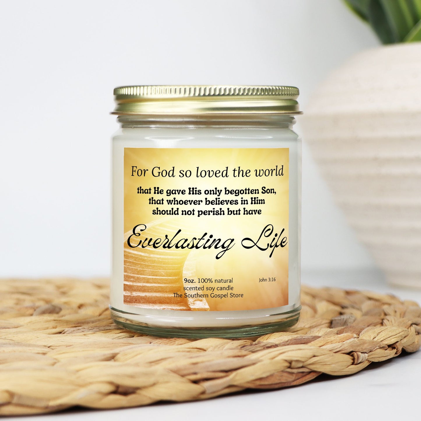 For God So Loved The World - John 3:16 Candle Clear Jar - 9oz