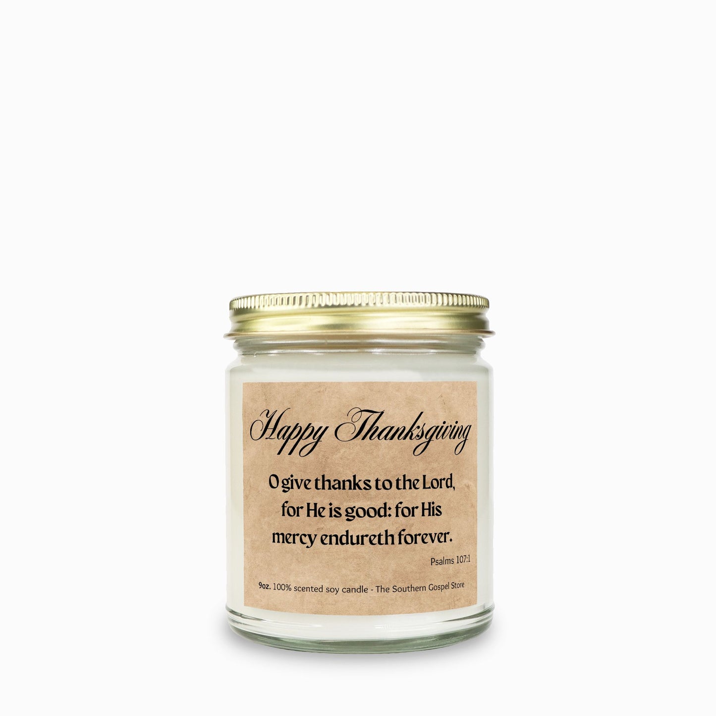 Give Thanks To The Lord Thanksgiving Candle Clear Jar 9oz