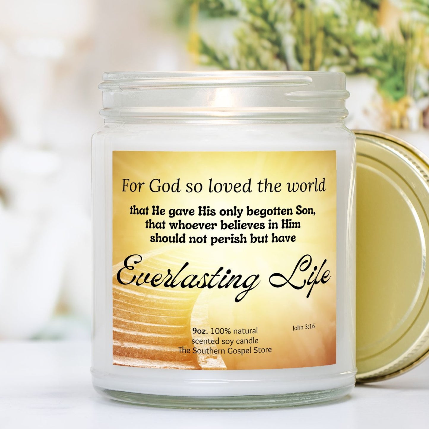 For God So Loved The World - John 3:16 Candle Clear Jar - 9oz