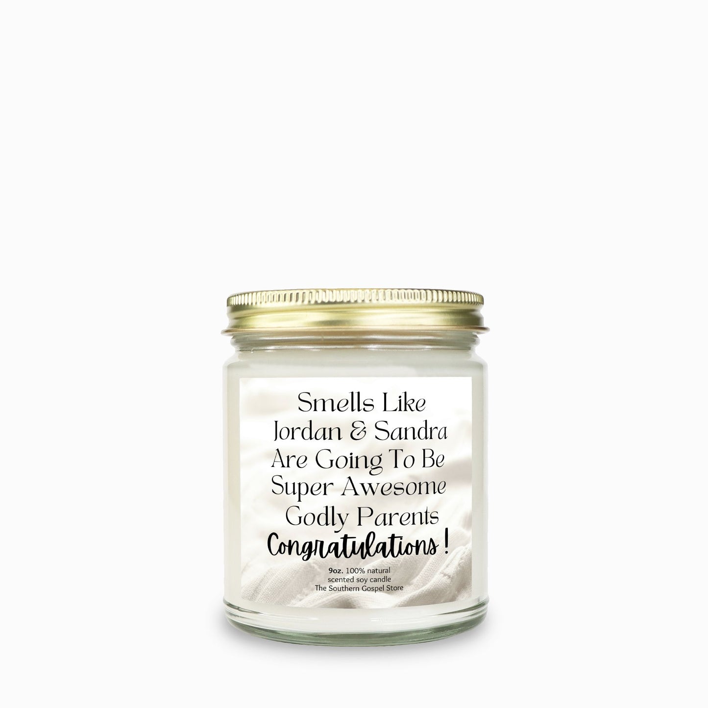 Personalized New Godly Parents Candle Clear Jar - 9oz