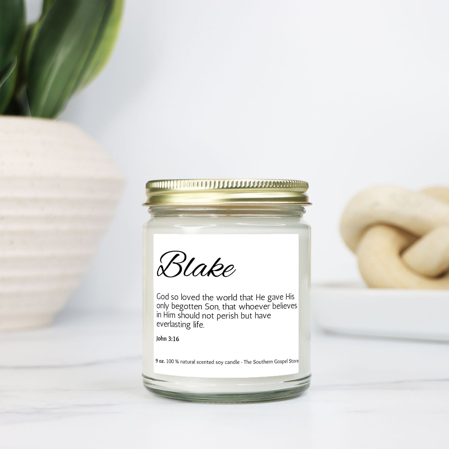 Custom Name & Verse Candle Clear Jar 9oz