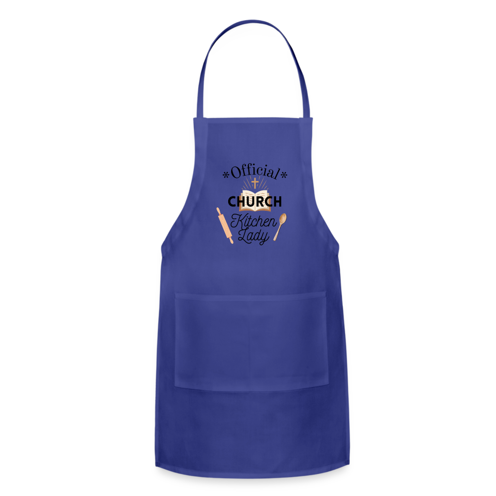 "Official Church Kitchen Lady Adjustable Apron - royal blue