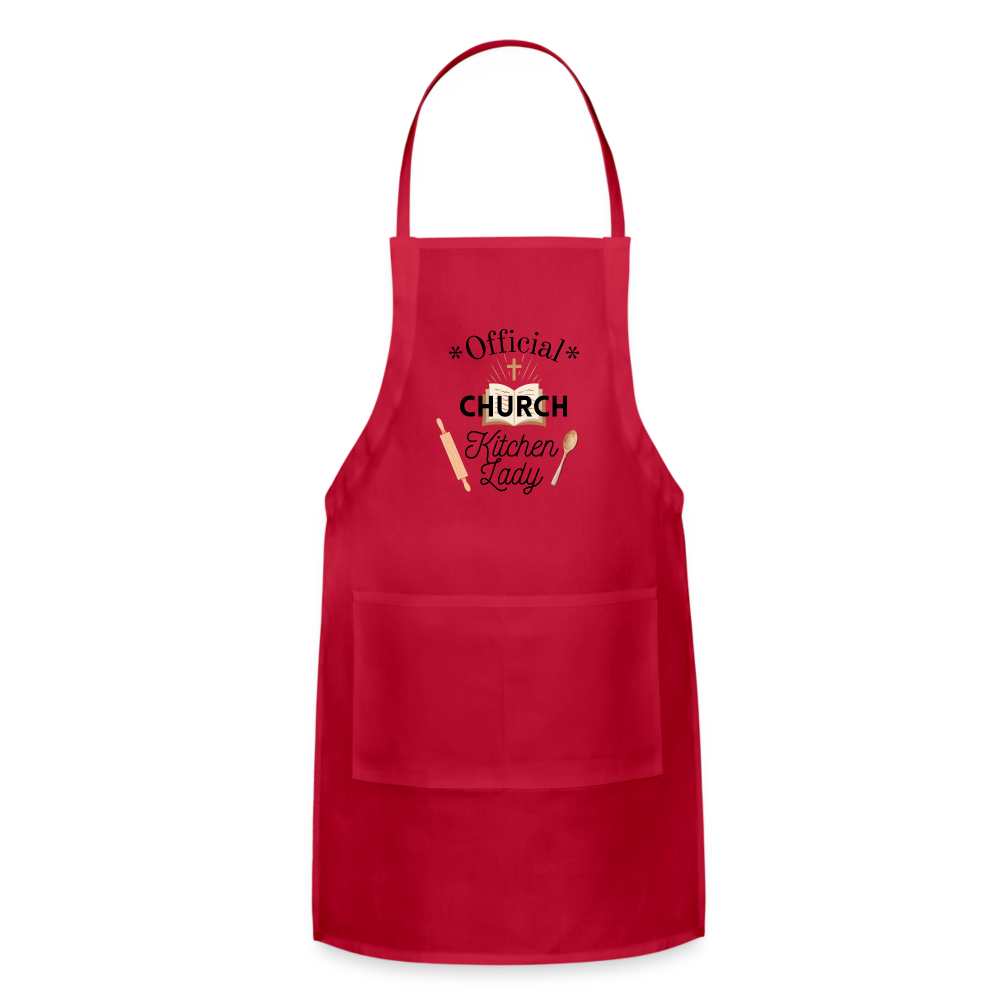 "Official Church Kitchen Lady Adjustable Apron - red