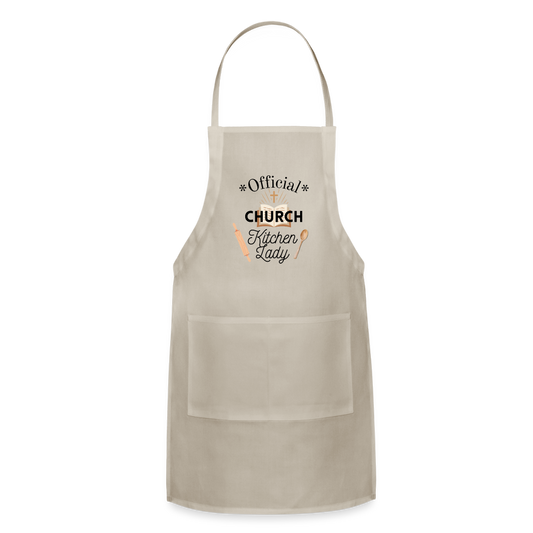 "Official Church Kitchen Lady Adjustable Apron - natural